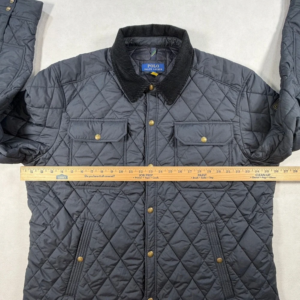 Polo Ralph Lauren Mens XXL The Beaton Quilted Jacket Navy Coat Corduroy Collar